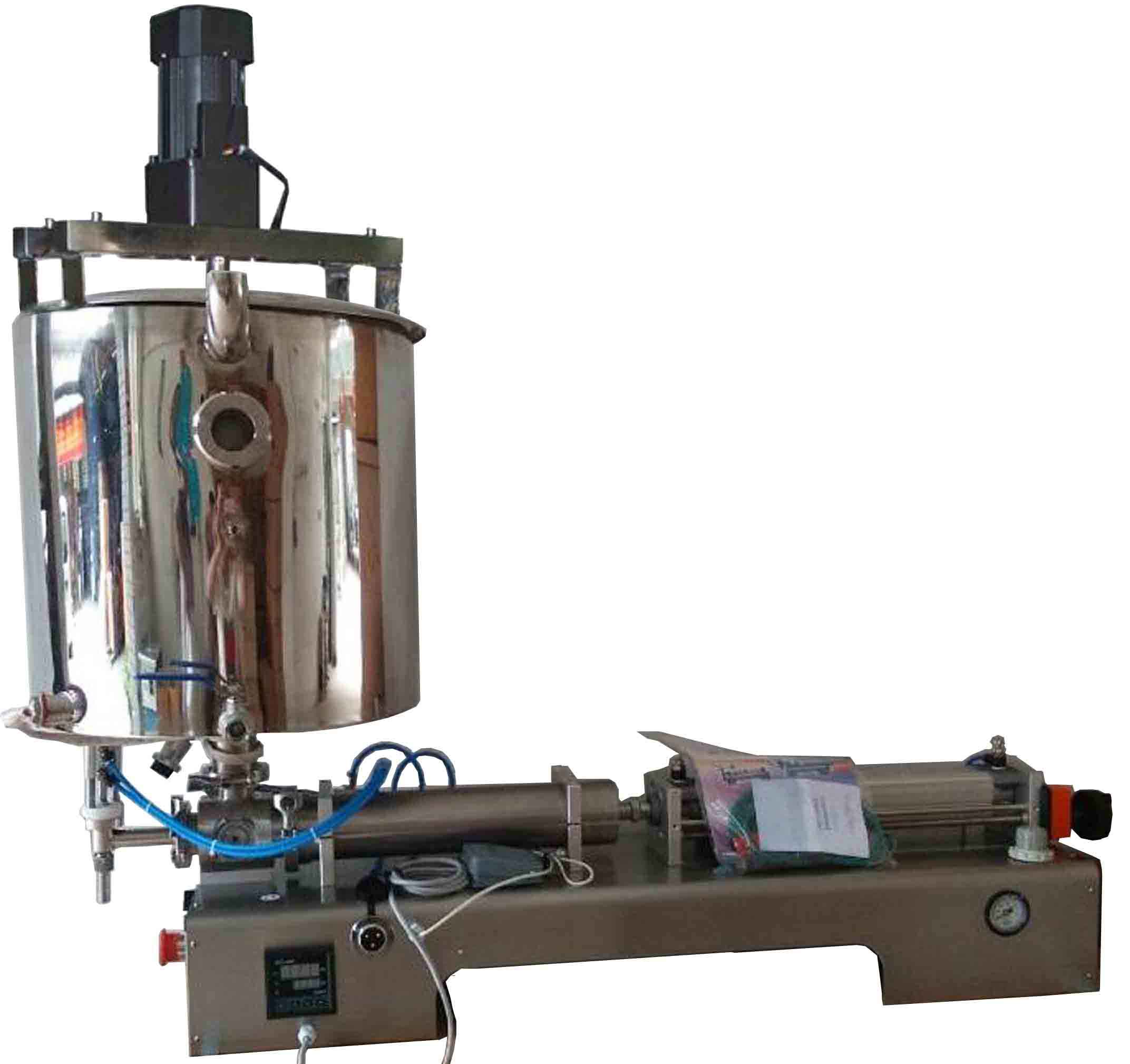 料半帶保溫濃漿攪拌灌裝機(jī)(適合辣椒醬、含顆粒濃醬、火鍋底料灌裝機(jī)